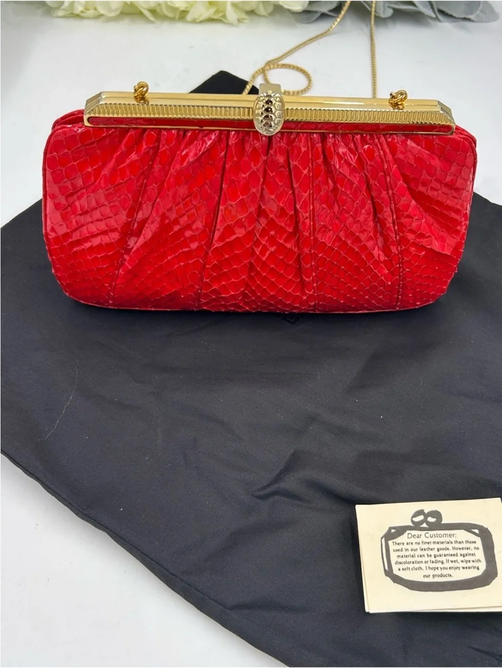 Judith Lieber red snakeskin evening bag !